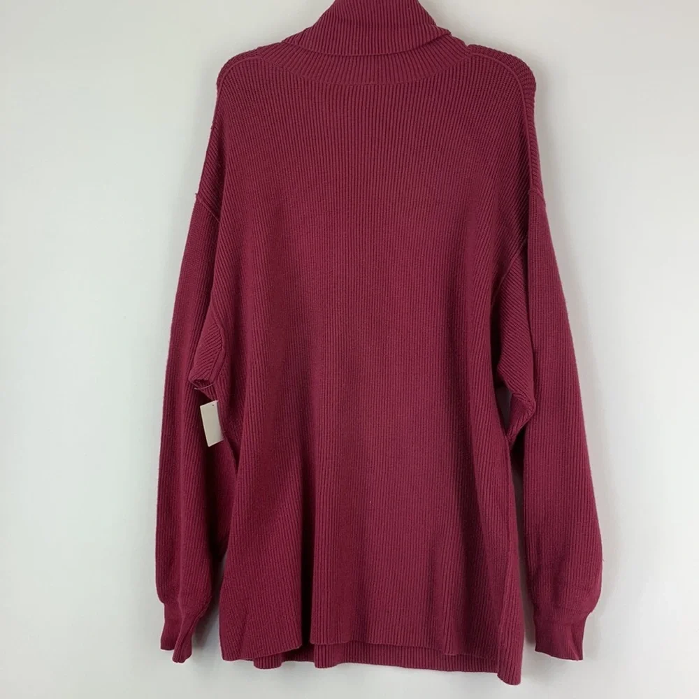 Free People Structured Knit Tunic Turtleneck Pullover Sweater XS Oversized - Picture 7 of 7